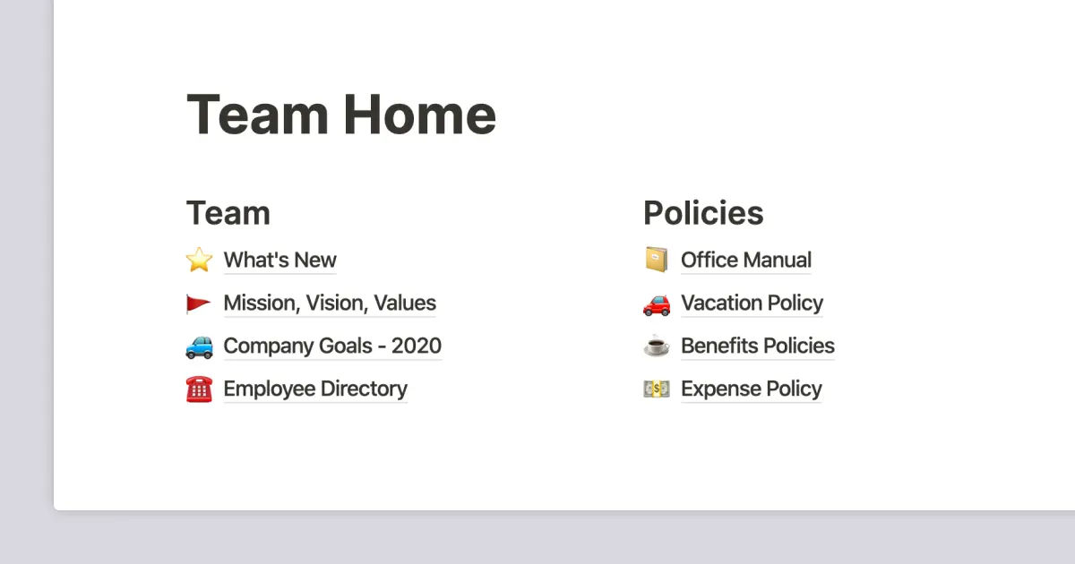 Build a team wiki in Notion