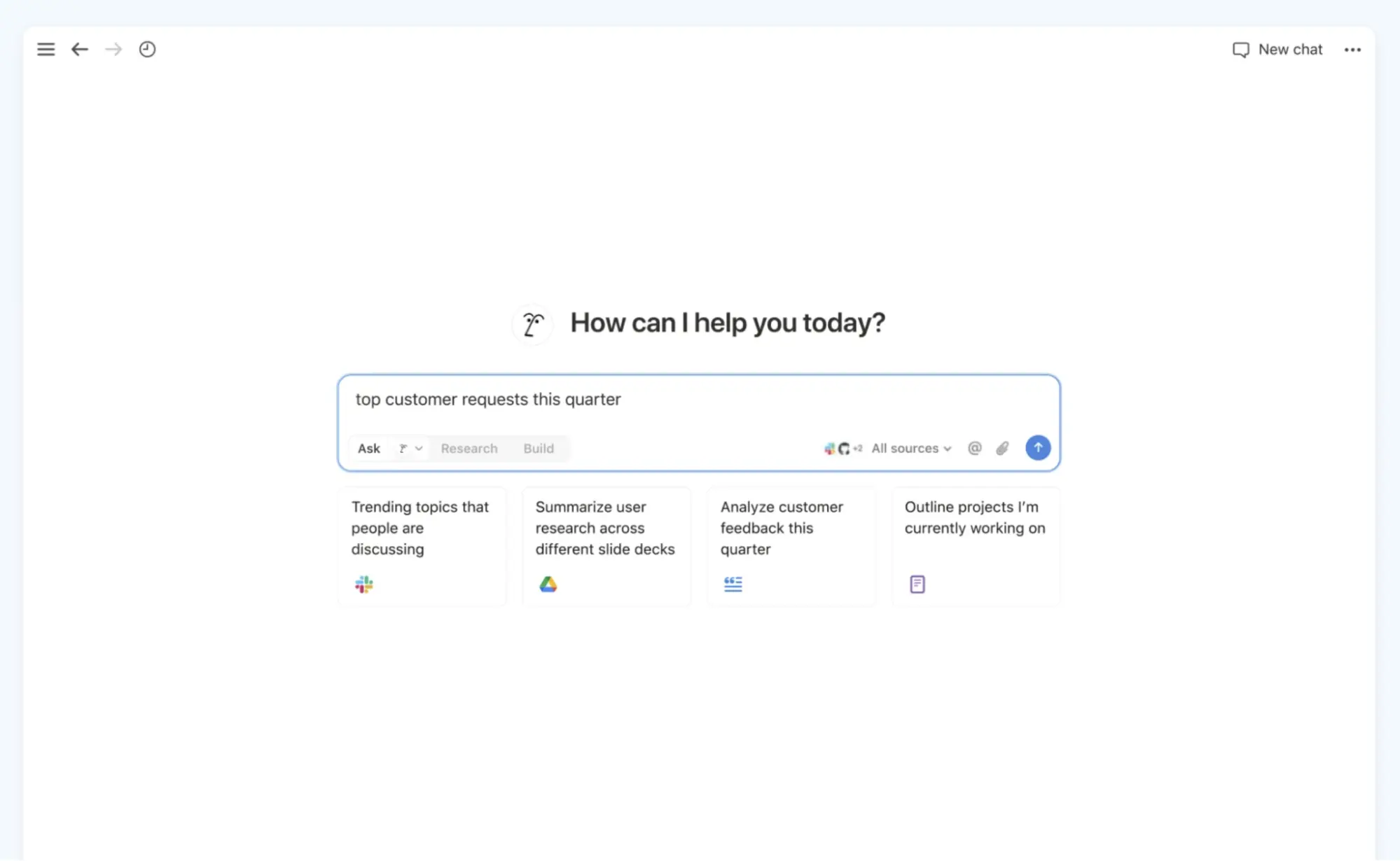 A screenshot of a sample question in Notion’s Enterprise Search feature.